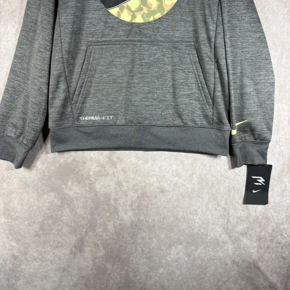 Nike Hoodie Boys M Charcoal Heather 3Brand Russell Wilson Therma-FIT‎ Camo NEW